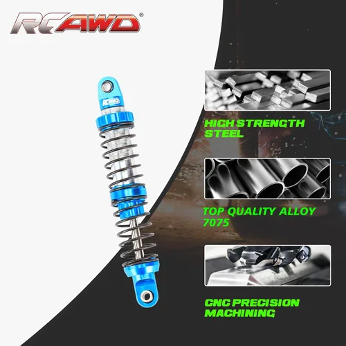 Miniatura 5 de RCAWD Amortiguadores de 80 mm 7075 Universales para actualizaciones de rastreador RC 1/10, amortiguadores RC con resorte para SCX10 I II III Pro Azul