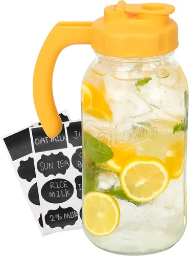 Miniatura 12 de SOLIGT Jarra Mason de Vidrio con Tapa, Boca Ancha con Tapa Abatible y Pico Vertedor, Tapa a Prueba de Fugas con Asa, 64 oz