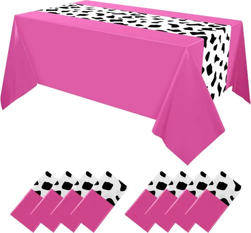 Miniatura 9 de Oudain Mantel de vaca para fiesta, camino de mesa de vaca vaquera, estampado rectangular, suministros de decoración inspirados en fiestas de Rosa