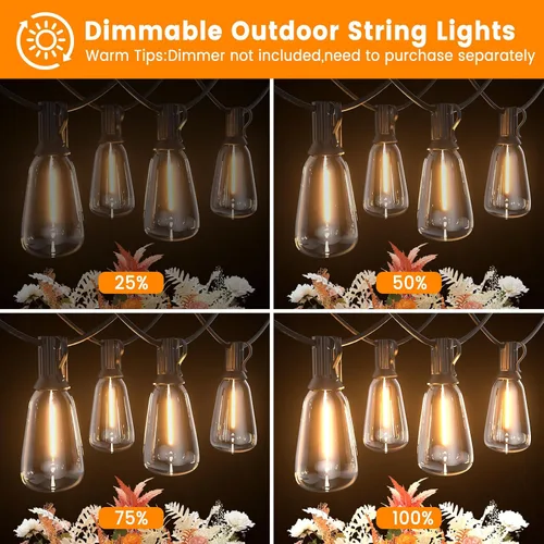 Miniatura 7 de Guirnalda de luces LED para exteriores ST38 de 200 pies, impermeables, con 106 bombillas vintage inastillables (6 de repuesto), luces Edison