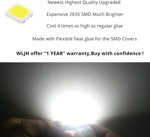 Miniatura 3 de WLJH Paquete de 10 bombillas de 6000 K de color blanco puro súper brillante 2835 con chip de iluminación sin errores Canbus para BMW Serie 3 - E46
