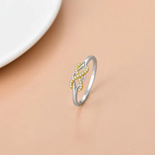 Miniatura 4 de SISGEM Anillo infinito de oro macizo de 14 quilates, símbolo de nudo de amor celta, anillo de diamantes naturales para siempre, anillo de promesa