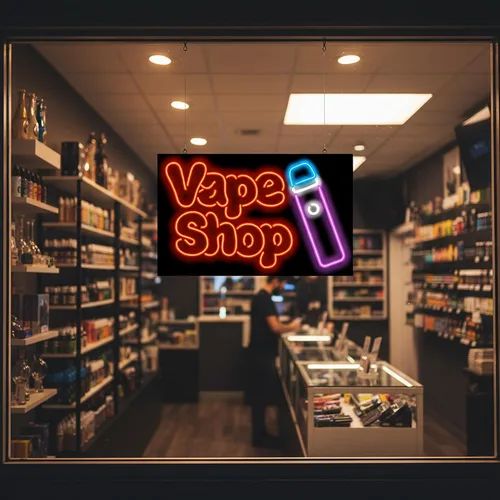 Miniatura 4 de Vape Shop Letrero de neón con gráfico, tamaño grande, 32 pulgadas de ancho x 20 pulgadas de alto, letrero de neón doblado a mano real, letras rojas
