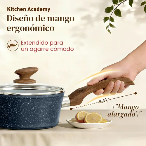 Miniatura 5 de Kitchen Academy Juego de ollas y sartenes antiadherentes, juego de utensilios de cocina de inducción de 12 piezas, juego de sartenes antiadherentes