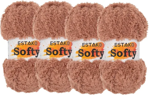 Miniatura 17 de Estako Softy 100% Poliéster Esponjoso Suave Grueso Peso #5 Hilado para Crochet y Tejido 3.52 oz (100 gr) 98 Yds (90 m) (9110 - Blanco)