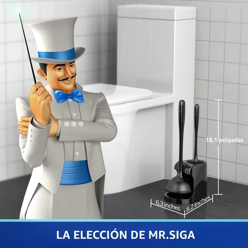 Miniatura 2 de MR.SIGA Combo de émbolo de inodoro y cepillo para limpieza de baño, negro, 1 juego