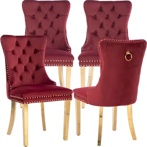 Miniatura 23 de Juego de 2 Sillas de Comedor Modernas de Mediados de Siglo, Tapizadas en Terciopelo Beige con Respaldo Acolchado, Sillas de Cocina y Comedor, Patas