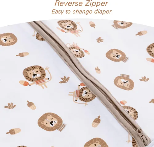 Miniatura 5 de Miracle Baby Saco de dormir con pies - 0.5 TOG 100% algodón transpirable, diseño sin mangas, saco de dormir para bebé León
