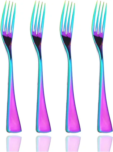 Miniatura 15 de JASHII Juego de cubiertos de 20 piezas de acero inoxidable multicolor para 4, utensilios de comida, incluye tenedores, cuchillos, cucharas, aptos
