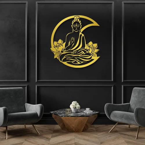 Miniatura 5 de Arte de pared de metal, arte de pared de metal de Buda, arte de pared de flor de loto de metal, decoración de pared de metal de Buda, arte de pared