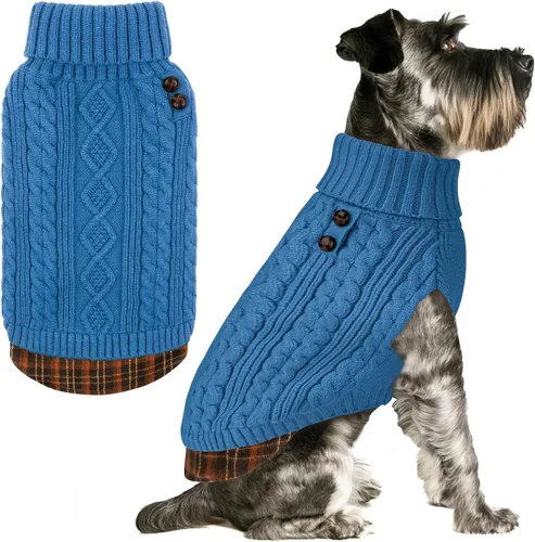 Miniatura 43 de KYEESE - Suéter para perro mediano, suéter tejido con estampado de cuadros, cálido abrigo de mascotas para otoño e invierno