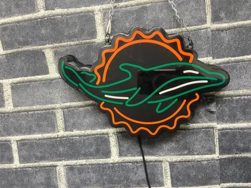 Miniatura 3 de Queen Sense 10 "Vivid Miamis Sports Team Dolphin LED Sign Light Lámpara Linda Decoración de pared de neón brillante A110MDLV2NLED