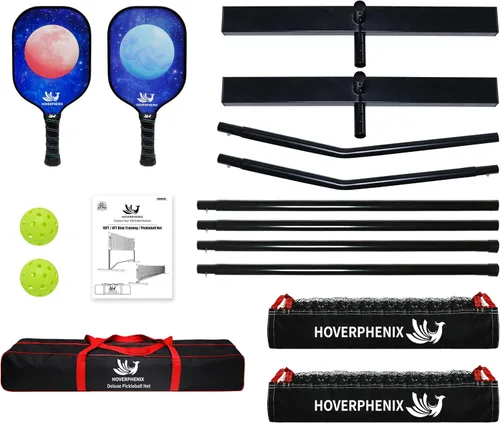 Miniatura 7 de Hoverphenix 10FT Mini Pickleball Net, 4FT Adjustable Height Dink Training Rebounder Net with Paddles Set of 2, Pickleballs and Carry Bag for Outdoor