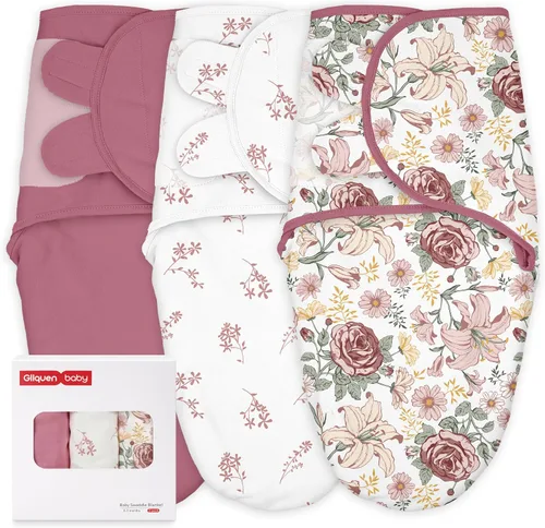 Miniatura 25 de GLLQUEN BABY Sacos de Dormir Envolventes Orgánicos para Recién Nacidos - Envolturas para Bebés de 0-3 Meses, Paquete de 3 Sacos Envolventes