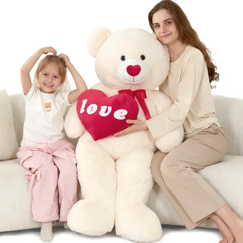 Miniatura 12 de MorisMos Oso de peluche gigante, animales de peluche grandes de 39 pulgadas con huellas grandes, osos de peluche, regalo para niños, morado