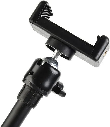 Miniatura 4 de Soporte de micrófono giratorio con clip de micrófono y soporte para teléfono, soporte de extensión de 21.7 in para montaje en trípode, ajustable