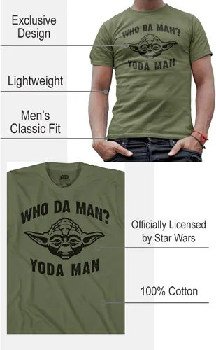 Miniatura 2 de STAR WARS Who Da Man Yoda - Camiseta gráfica para hombre, Verde