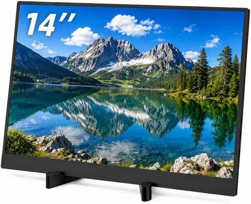 Monitor portátil para laptop, pantalla IPS de 14 pulgadas 1366 x 768 pulgadas, con soporte, puerto USB tipo C y mini HDMI, adecuado para portátiles,
