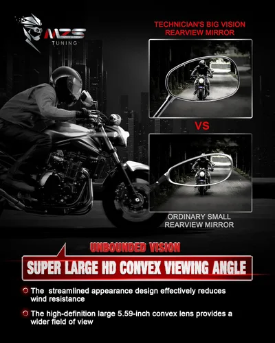 Miniatura 4 de Espejos de motocicleta cromados MZS, espejos laterales universales de 10 mm y 8 mm con vista trasera, ajustable en 360 grados, compatibles con Cromo