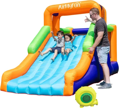 Miniatura 10 de Doctor Dolphin - Casa inflable de rebote con tobogán acuático, casa inflable para niños grandes, tobogán acuático para patio trasero, parque