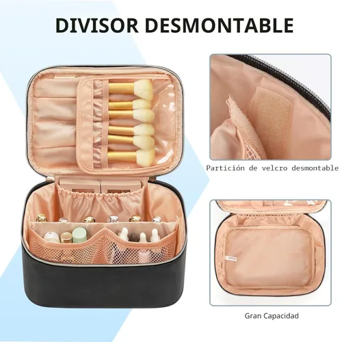 Miniatura 3 de OCHEAL - Bolsa de maquillaje portátil para cosméticos, estuche organizador de viaje de gran capacidad para mujeres, bolsa de aseo para niñas
