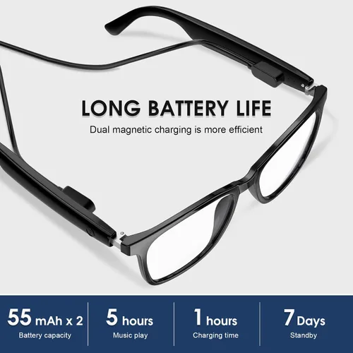 Miniatura 7 de Lentes inteligentes para hombres y mujeres, 2 en 1 con luz azul y lentes de sol magnéticos UV400, gafas Bluetooth 5.4 con audio de oreja abierta