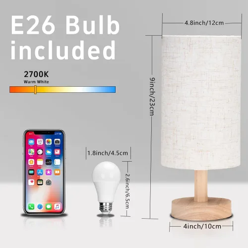 Miniatura 4 de Lámpara de mesa pequeña para dormitorio, lámparas de noche para mesitas de noche, lámpara de luz minimalista para mesita de noche, lámparas