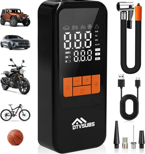 Inflador de neumáticos inalámbrico, compresor de aire portátil de 150 PSI, inflado 4 veces más rápido, bomba de bicicleta compacta con indicador