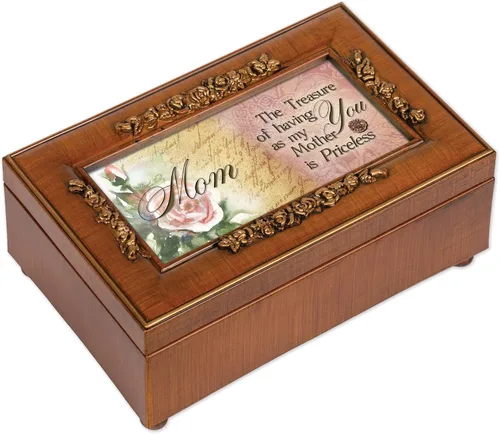 Cottage Garden Caja de música pequeña rosa en relieve con grano de madera para madre invaluable reproduce el viento debajo de mis alas