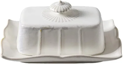 Hemoton Mantequillera de cerámica con tapa de 7.59 x 5.59 x 3.54 pulgadas, caja de mantequilla cubierta para cocina, alimentos, servir queso,