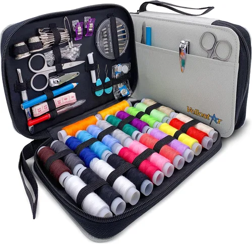 Miniatura 13 de Kit de costura para adultos con suministros y accesorios de costura, kit de costura a mano básico para pequeñas reparaciones, kit de costura