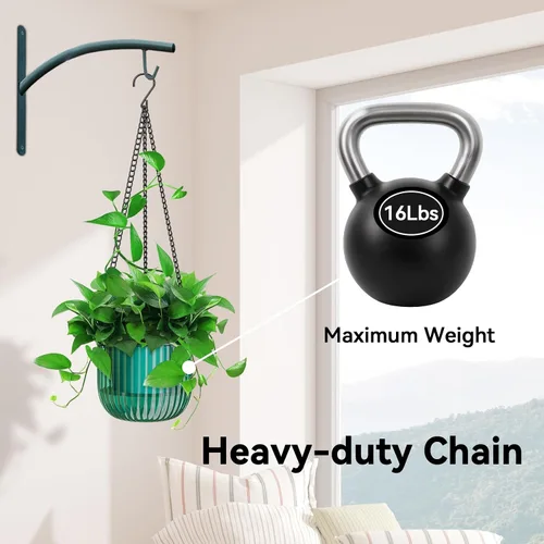 Miniatura 9 de ZeeDix Paquete de 3 macetas colgantes de 6.5 pulgadas para plantas de interior, macetas colgantes de riego automático con 3 ganchos y drenaje