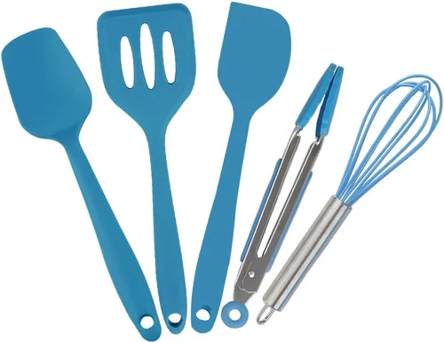Miniatura 11 de Collfa Juego de cinco piezas de utensilios de cocina pequeños en color oro rosa y rosa, herramientas de cocina de silicona mini para niños, incluye