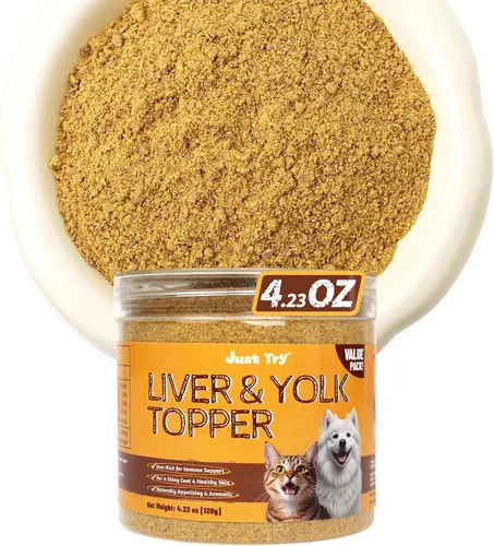 Miniatura 10 de Just Try 4.23 onzas de carne de res y yema de huevo para gatos con yema de huevo liofilizada, alto soporte de proteínas y hierro para perros y gatos