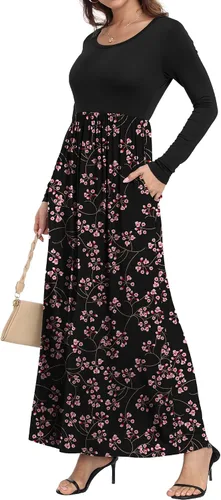 Miniatura 4 de HAOMEILI - Vestido largo de manga cortalarga, holgado, liso, informal y con bolsillos para mujer