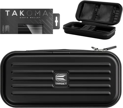 Target Darts Funda de dardos Takoma, tamaño regular, negra | Guarda 3 dardos completamente ensamblados y accesorios | Estuche con bolsillos con Negro