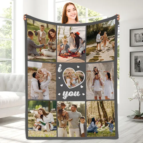 Miniatura 24 de Manta con fotos personalizada para novio, regalos del día de San Valentín, manta de fotos personalizada, regalos de novio de novia, regalos del día