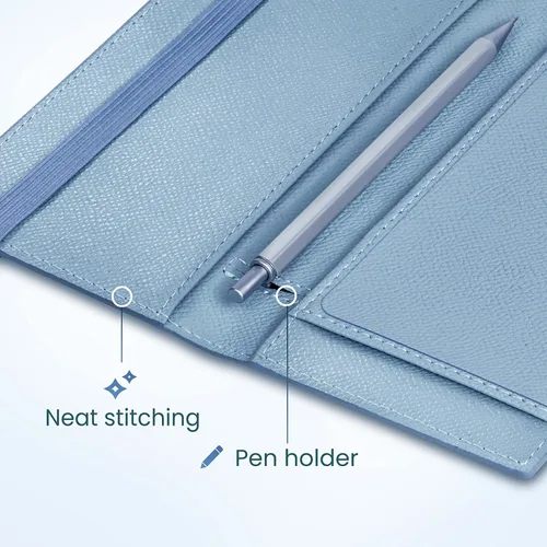 Miniatura 98 de Yarnic Funda para chequera personal, soporte para chequera con soporte para bolígrafo y divisor de plástico transparente integrado para cheques Rosa