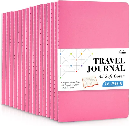 Miniatura 15 de feela - Paquete de 16 cuadernos de tapa suave a granel, cuadernos rayados universitarios para el trabajo para mujeres y niñas, diario de viaje