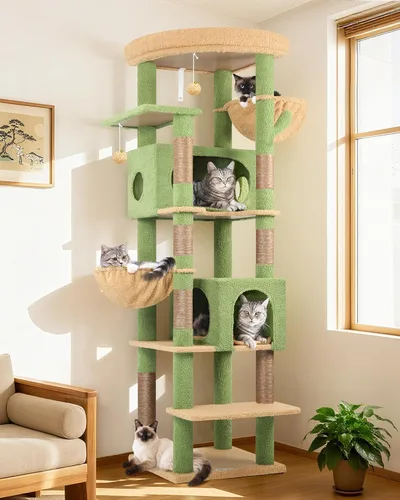 Miniatura 7 de Globlazer Árbol para gatos resistente, torre resistente de 74 pulgadas para gatos grandes y adultos, árbol grande para gatos con 7 postes rascadores