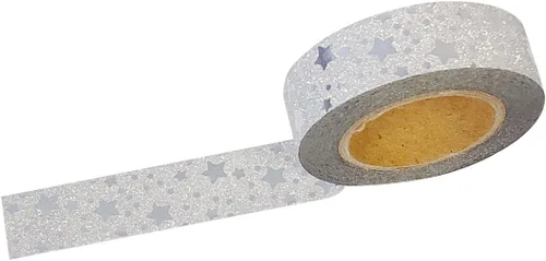 AllyDrew Washi Tapes - Cintas de enmascarar decorativas, estrellas plateadas con purpurina