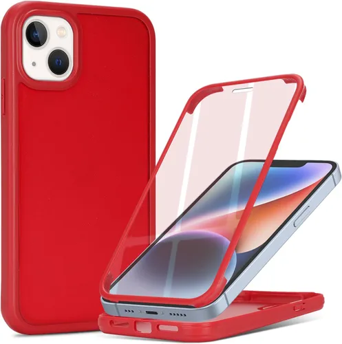 Miniatura 14 de Funda para iPhone 13 mini con protector de pantalla integrado y protección de cuerpo completo, para Apple iPhone 13 Mini, fundas para hombres, Rojo