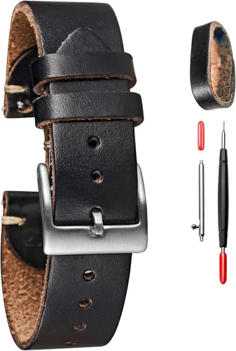 torbollo Correa de reloj de cuero suave Horween para mujer, correas de reloj de cuero de 18 mm, reemplazo de cuero suave vintage artesanal de