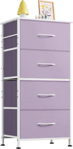 Miniatura 15 de WLIVE Cómoda de 4 cajones para dormitorio, unidad organizadora de almacenamiento de ropa de tela gris claro, cómoda para pasillo, entrada, armarios