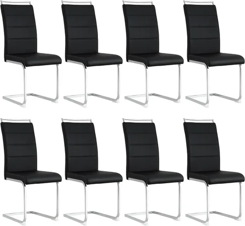 Miniatura 22 de Baysitone Juego de 2 sillas de comedor modernas, de piel sintética sintética, con respaldo alto, tapizadas, con diseño de respaldo a rayas Negro