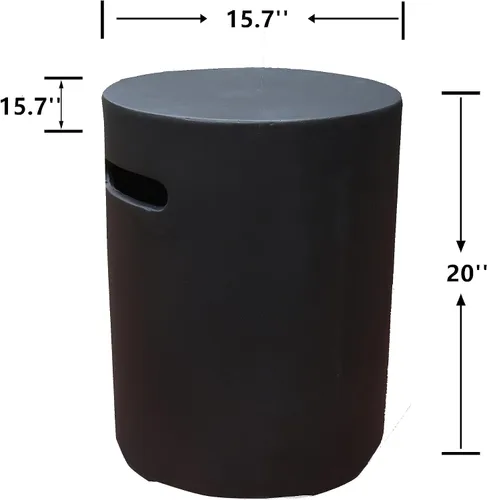 Miniatura 2 de AMS Fireplace Cubierta para tanque de propano de 20 libras Elementi (Cilindro liso - Negro) GFRC, color negro, forma redonda, tamaño - 15.7 x