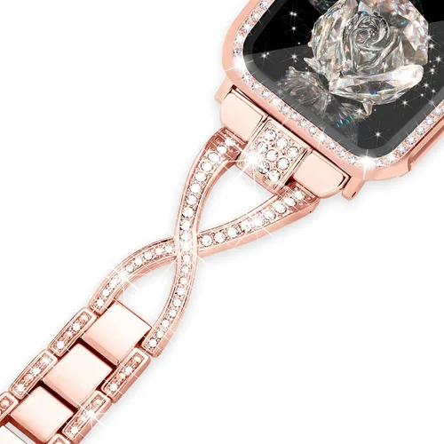 Miniatura 3 de Wipalor Compatible con Apple Watch Band de 1.57 pulgadas + funda, ligera para mujer, pulsera fácil de ajustable, diamante brillante en ambos lados