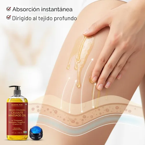 Miniatura 5 de Majestic Pure Aceite de masaje corporal reafirmante con colágeno, ayuda a suavizar la apariencia de la celulitis y mejorar la textura de la piel