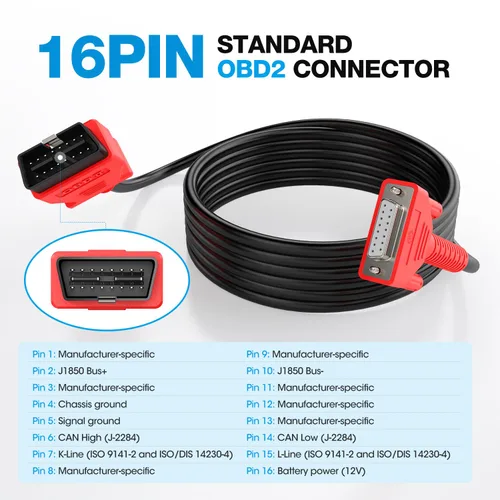Miniatura 5 de Cable de prueba principal OBD2 Autel, original de 5.6 pies/1.7 metros, conector de prueba de diagnóstico OBDII de 16 pines DB15 compatible con serie