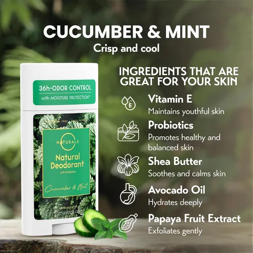 Miniatura 4 de Desodorante natural para mujeres y hombres (menta de pepino) – Desodorante sin aluminio para mujeres, desodorante natural para hombres, desodorante